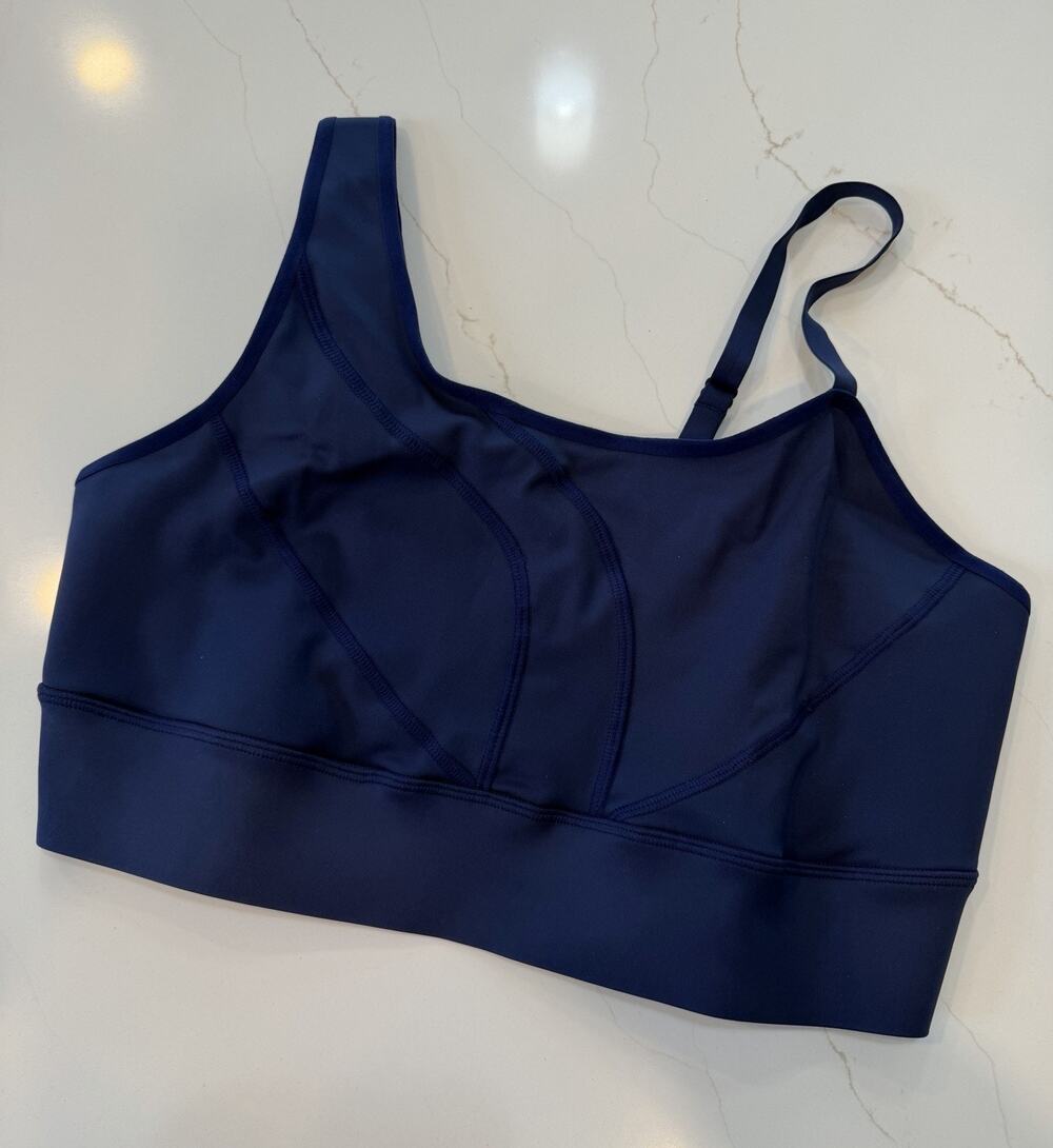 PHOENIX Malibu Bold Shoulder Sports Bra Navy Eco-Friendly Women Size L-DDD #154